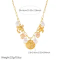 Detail of gold-plated ocean necklace with shell, starfish, and crab pendants with pearls. - N4327 Style