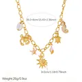 Gold-plated ocean charm necklace featuring detailed measurements of length, size and weight - N4329 Style