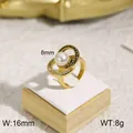 Bague élégante en acier inoxydable plaqué or 18 carats avec perle et cristaux brillants - Taille 6 / Style Perle Grecque(KR31957-K) / Or