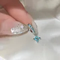 Elegant silver flower stud earrings with brilliant blue zircon stones for a fresh look - Silver Four-Leaf Flower Style (HE33710-1) / Silver Needle / Blue