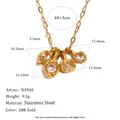 18K gold plated stainless steel necklace with hammered geometric charms and white cz - Gold