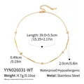 Especificaciones de tamaño para collar de acero inoxidable chapado en oro 18K con circonitas. - Estilo Bambú con Strass (YYN026031-WT)