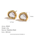 French vintage irregular stud earrings with 18K gold plating and faux pearl inlay - Irregular Pearl Stud Earrings - Small (E8448_Gold_1) / Gold
