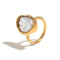 Vintage 18K gold plated stainless steel ring featuring a large white baroque pearl - Irregular Pearl Ring - Size 6 (R5642_Gold_6) / Gold