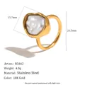 French vintage irregular stainless steel ring with 18K gold plating and baroque pearl detail - Irregular Pearl Ring - Size 7 (R5642_Gold_7) / Gold