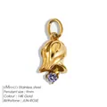 Pendentif fleur en acier inoxydable plaqué or 14K 9mm pour les anniversaires de juin - Rose de Juin / Or