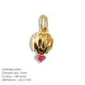 Pendentif lotus pierre de naissance de juillet en acier doré 14K avec pierre rose - Lotus de Juillet / Or