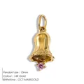 Pendentif cloche en acier inoxydable or 14K avec pierre de naissance rose d'octobre - Souci d'Octobre / Or