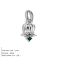 Pendentif muguet en acier inoxydable argenté avec la pierre de naissance de mai - Muguet de Mai / Argent