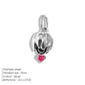 Pendentif fleur de lotus pierre de naissance juillet en acier inoxydable rose - Lotus de Juillet / Argent