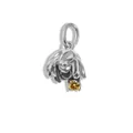 Pendentif en acier inoxydable argenté avec pierre de naissance chrysanthème de novembre - Chrysanthème de Novembre / Argent