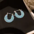 Orecchini vintage in argento con intarsio turchese e cristalli molto scintillanti - 39# Ago D'argento - Argento - Blu