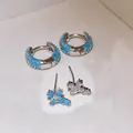 Set di orecchini vintage in argento con diamanti turchesi e trasparenti in stile lusso - Stile Set da Quattro Pezzi(6239648067771) / Set di 4 Paia / Argento e Blu