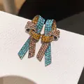 Eleganti orecchini a fiocco con strass multicolori dal raffinato design lusso vintage - 51# Ago D'argento - Argento - Rosa - Blu - Marrone