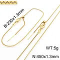 Adjustable 1.3mm gold-plated stainless steel needle box chain necklace for DIY pendants - Box Chain / Bracelet / Gold