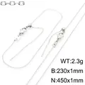 Minimalist adjustable titanium steel needle chain necklace, weight 2.3g silver finish - Beveled Rolo Chain / Bracelet / Steel