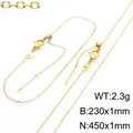 Gold adjustable titanium steel needle-pull chain necklace with minimalist design - Beveled Rolo Chain / Bracelet / Gold