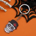 Détail du porte-clés tête de mort gothique avec chapeau noir et rose rouge - Chapeau de Forme Noir Rose Crâne (Style 4)