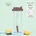 Large 880ml Tritan bubble tea tumbler with telescopic straw in dark brown finish - Dark Coffee