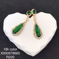 Elegant 18k gold plated drop earrings featuring luxury emerald green teardrop stones - Geometric Hollow Out Hexagon (Size 7) / Gold