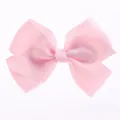 Pink grosgrain ribbon hair bow clip for girls and babies with textured finish - Pale Pink (117)
