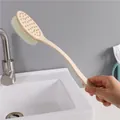 Double-sided beige long handle bath brush with soft bristles and massage nodules - Without Bath Ball Style / X-Large (Bagged) / Beige