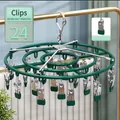 Round green laundry drying rack with 24 clips for socks and underwear - Round Multi Sock Clip 24 Clips / Dark Green