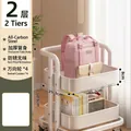 2-tier white rolling utility cart with wheels for home storage organization - Two Layer Schoolbag Shelf / White