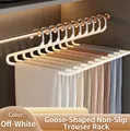 Durable creamy white swan-neck non-slip pants hanger with heavy-duty storage capacity - Goose-neck Anti-slip Pants Hanger / 10 Pieces Set / Off White