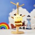 Detail view of a cute fuzzy bee plush toy keychain with a premium silver lobster clasp - Little Bee (Silver Lobster Clasp) / 12cm