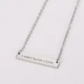 Detailed view of engraved stainless steel bar necklace with sentimental mother quote - Creative Engraved Bar (Steel) / Steel
