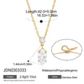 Elegante collana in acciaio inossidabile placcato oro 18k con ciondolo in zircone - Stile pendente marquise oro (JDN0303333)
