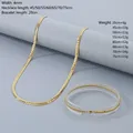 4mm gold-plated stainless steel snake bone chain necklace and bracelet set for men and women - 4mm Wide Bracelet 20cm / Gold