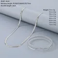 Polished silver stainless steel flat NK chain necklace and bracelet jewelry set 4mm width - 4mm Wide Bracelet 20cm / Steel