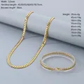 Gold plated stainless steel NK curb chain necklace and bracelet set in various lengths. - 5.5mm Wide Bracelet 20cm / Gold