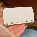 Set de 3 pares de pendientes de plata S925 con diseños de corazón, luna y perlas - Juego de Pendientes de Botón de Luna Planeta y Perla (E6876银)
