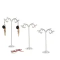 Set of three silver metal jewelry stands for elegant desktop earring display storage - Wave Shape / Silver