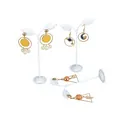 Three-piece set of elegant white metal earring display stands featuring a leaf design - Leaf Style / White