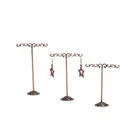 Set of 3 bronze metal T-shape earring display stands with elegant scroll design - Scale Shape / Bronze