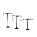 Professional set of 3 black metal T-bar earring display stands for desktop jewelry - Scale Shape / Black
