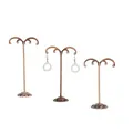 Set of 3 antique bronze metal earring display stands for tabletop jewelry organization - Style M / Bronze