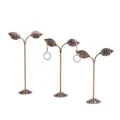 Antique bronze leaf-shaped metal earring display stands, 3-piece set for jewelry - Leaf Style / Bronze