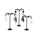 Professional set of 3 black metal earring display stands for desktop jewelry organization - Style M / Black