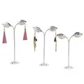 Professional set of 3 silver leaf metal earring display stands for jewelry organization - Leaf Style / Silver