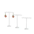3-piece set of white metal T-bar earring display stands for retail jewelry organization - Scale Shape / White