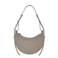 Chic grey crescent moon leather saddle bag with adjustable shoulder strap and zipper - Elephant Grey Lychee Pattern / No Gift Box