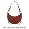Cognac smooth leather crescent saddle bag with contrast stitching and adjustable strap - Smooth Plain Cognac / No Gift Box