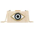 Elegante Acryl-Marmor-Abendclutch mit Evil Eye Design und goldener Kette für Damen - Aprikose