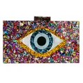 Bunte Konfetti-Acryl-Clutch mit großem Evil Eye Design für elegante Abendveranstaltungen - Mehrfarbig