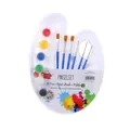 Complete 13-piece children art painting set with white palette, 6 colors, and 6 blue brushes - 6 Blue Handle Brushes + 6 Colors + Palette / 13-Piece Set
